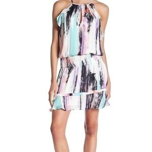 NWT Parker Pink Marbella colored mini sundress ruffle hem medium